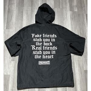 Broken Promise Mens Jacket Sized Large Black We Ain't Homies Hooded Coaches